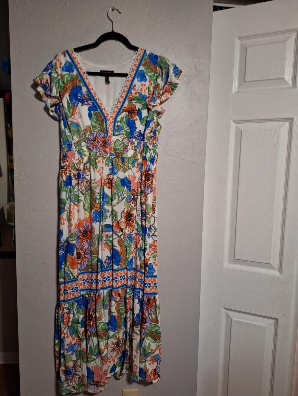 Adriana Papell Floral MAXI dress Short Sleeve Size 12